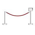 Montour Line Stanchion Post and Rope Kit Pol.Steel, 2FlatTop 1RedRope 8.5x11H Sign C-Kit-1-PS-FL-1-Tapped-1-8511-H-1-ER-RD-PS
